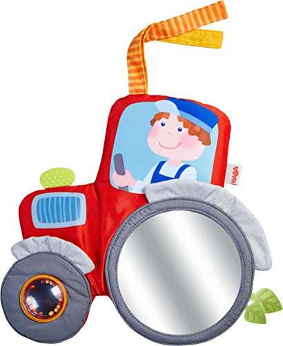 HABA 305407 - Spielkissen Traktor - weiches Spielzeug für Babyschale, Kinderwagen und Kinderbett mit Spielelementen für alle Sinne, Babyspielzeug ab 6 Monaten