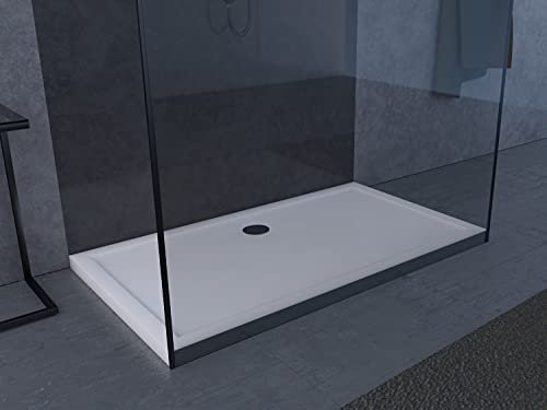 MARWELL Rectangular, 140 x 80 cm, acrílico sanitario MARWELLaus de alta calidad, apto para mamparas de ducha con una superficie de 140 x 80 cm, FAC377, blanco, 140 x 80 x 4 cm, rectangular