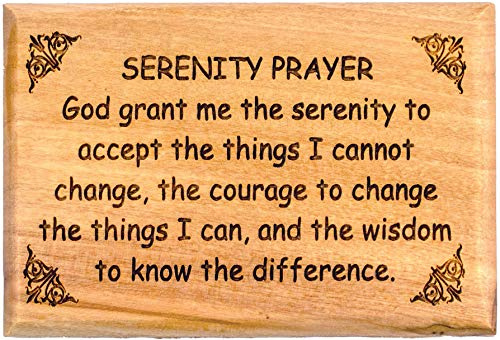 Bible Verse Fridge Magnets, Serenity Prayer, 1.6 x 2.5 Olive Wood Religious Motivational Faith Magnets from Bethlehem, Home, Kitchen, & Office, Inspirational Scripture Décor