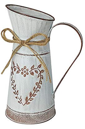 UNCOTARILY Vintage Blumenvase Eisen Blumentopf Milchkanne Shabby Deko Landhausstil Vase Rustikal Blumeneimer Übertopf Metall Eimer Dekovase Kaktus Topf Für Garten Balkon Wohnzimmer Tischdeko… (C, S)