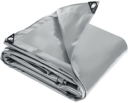tectake® Telone Occhiellato Impermeabile, Telo Copertura Esterno, Copripiscina, Antipioggia, Tessuto Impermeabile PVC, Angoli Rinforzati, Resistente, Termostabile, Versatile - Grigio, 4x5 m