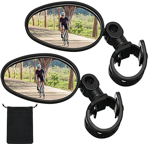 Fahrradspiegel 360 Grad Verstellbar Sicherer Drehbarer Lenkerspiegel Radfahren Rückansicht Spiegel Stoßfester Konvexer Acrylspiegel Rückspiegel für Mountainbike MTB (2 Stücke)