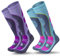 AII Thermo-Skisocken für Damen und Herren (2 Paar), Langlauf-Ski, Snowboard-Socken für Skifahren und Outdoor-Socken, 1 Violett + 1 Blau, Large