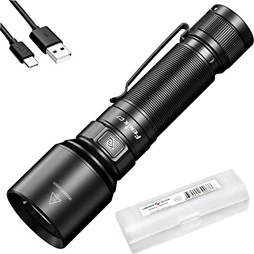 Fenix C7 3000 lúmenes de alto lúmenes USB-C linterna recargable con batería de 5000 mAh y organizador de batería Lumentac