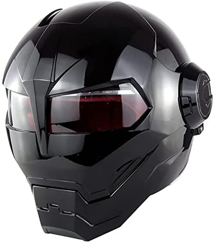 Motorradhelm Motorrad-Integralhelm Mit Offenem Gesicht, ECE-Zertifizierter Iron Man Transformers-Helm, Hochklappbarer Motorrad-Integralhelm Für Erwachsene, Männer Und Frauen E,M
