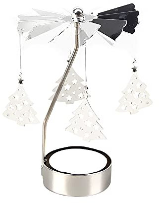 Kerzenständer Silber Rotierender Kerzenhalter Karussell Glas Teelichthalter Teelichter Kerzenständer für Valentinstag Deko Weihnachten Geschenk Hochzeit Dekoration Wohnzimmer Tischdeko,Weihnachtsbaum