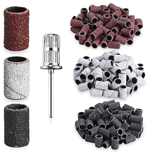 Aokitec Professional Nail Drill Bits For Nail Drill Mandrel 210 Pcs Sanding Bands80# 120# 180# Grit File Sand Piece