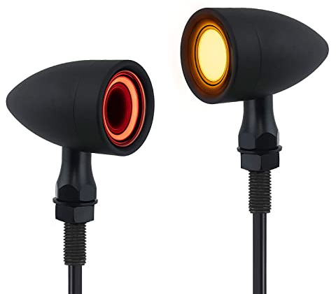 Motorcycle Turn Signals Led Tail Lights 2 Pack, Retro 40 Leds Amber Red Brake Light Rear Indicator Blinkers Universal Fits Harley Davidson Honda Kawasaki Suzuki Triumph Yamaha (Matte Black)
