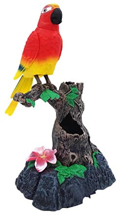 HAMAGI Loro parlante Repite lo Que Dices - Pájaro simulación Mascotas Lindas realistas - Periquito Activado por Sonido Repite lo Que Dices en un Escritorio Rama árbol