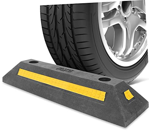 DOITOOL Gummi Radstopper 50X14X7.8Cm - Robuste Parkplatzbegrenzung Mit Reflexstreifen FüR Garage Und Carport Hochsichtbar Und Langlebig Ideal FüR ParkpläTze Und Garagen