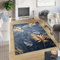 TAPISO Toscana Teppich Bedruckter Teppich Schwarz Dunkelblau Gelb Jungle Blätter Waschbar rutschfest Wohnzimmer Schlafzimmer Büro Modern Design 200 x 300 cm