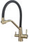 Grifo de Cocina 3 Vías Grifo de Fregadero 3 en 1 Grifo Cocina Extraible Acero Inoxidable 360° Giratorio,para Filtro de Agua,con Dos Asas Filtro (Brushed Gold)