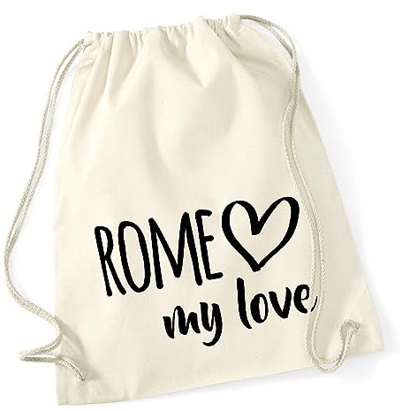 Huuraa Sport Tasche Rome my love Geschenk Baumwolltasche Natural 12 Liter Baumwolle Rome Accessoire