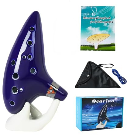 Zelda Ocarina 12 Holes Alto C Tone with Song Book (Songs From the Legend of Zelda) Ocarinas is a Great Christmas Gift for Festival Gift - Tiny Ocarina Instrument with Display Stand Protective Bag