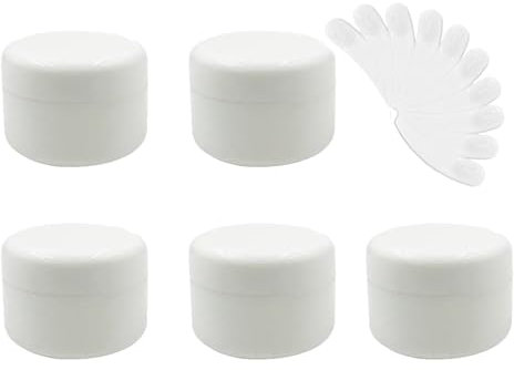 SKYPRO Lot de 5 pots vides en plastique de 100 g pour cosmétiques, crème, lotion, maquillage, sous-embouteillage avec mini spatules (blanc)