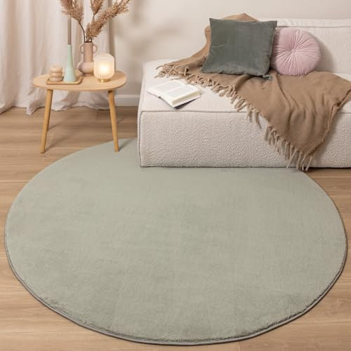 FRAAI | Home & Living Waschbarer Teppich Rund - Vivid Grün - Polypropylen - Kurzflor - Einfarbig - Waschbar in Waschmaschine - Modern - Wohnzimmer, Esszimmer, Kinderzimmer, Schlafzimmer - Carpet