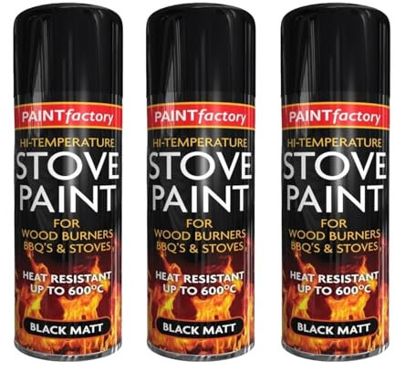 PEBBLE HUG Black Stove Paint, Heat Resistant Coal Black Spray Paint, Matt Black Spray paint for BBQ Grills, Firepits, Excellent Coverage and heat Resistant (400 ML) (Pack of 3)