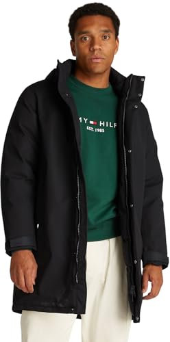 Tommy Hilfiger Parka Homme Tech Padded Parka avec Capuche, Noir (Black), S