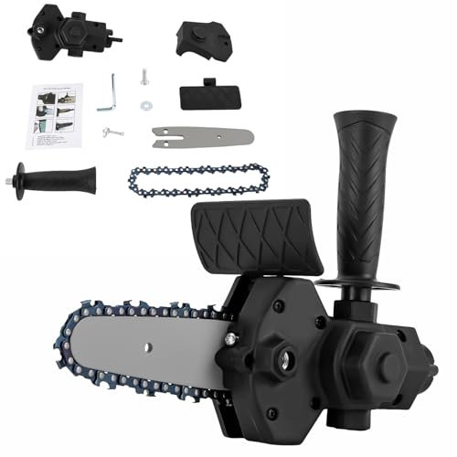 4 Inch Electric Drill Modified to Electric Chainsaw Tool Attachment Chain Saw Drill Chainsaw Adapter with Plastic Handle for Wood Cutting Steel Pipe Plastic Cutting 6-13mm Three Jaw Collet Drill