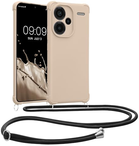 kwmobile Necklace Case kompatibel mit Xiaomi Redmi Note 13 Pro+ 5G / Redmi Note 13 Pro Plus 5G Hülle - Cover mit Kordel zum Umhängen - Silikon Schutzhülle Creme