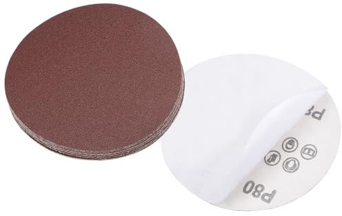 CoCud PSA Sanding Discs, 5 Inch Dia 80 Grits, Self Adhesive Sticky-Back Sandpaper - (Applications: for Woodworking Metal Finishing), 10-Pieces