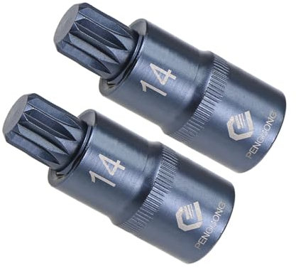 CoCud Dreifach-Vierkant-Spline-Bit-Stecknuss, M14 Bit 1/2 Antrieb 2 Länge, Stern S2 Stahl Cr-V Stecknuss Blau - (Anwendungen: für Befestigungselemente), 2 Stück