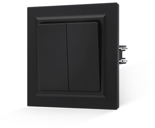 JIMEIDA Lichtschalter Schwarz Kippschalter Glattes Hautgefühl mit Steckklemme 2 Fach 1 Weg Unterputz Taste Schalter Wandschalter 10 Amp,250 V