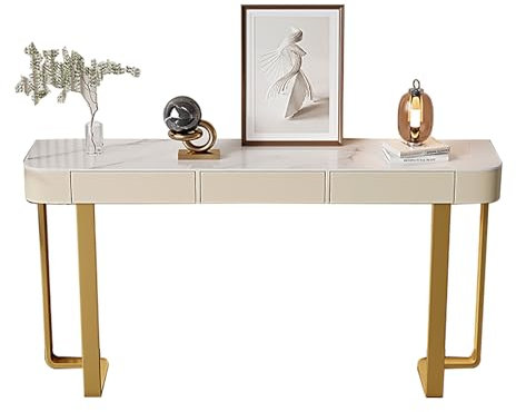 ZXTRYBHD Modern Console Table with Drawers, Sintered Stone Sofa Table with Storage, Hallway Table, For Hallway, Living Room, Bedroom(Size:55.1in/140cm)