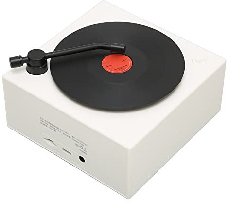 Altavoz DE Estilo Tocadiscos DE Vinilo Altavoz DE Estilo Clasico Antiguo con 3 Modos DE Entrada para Disfrutar DE UNA Experiencia Cooler (White)