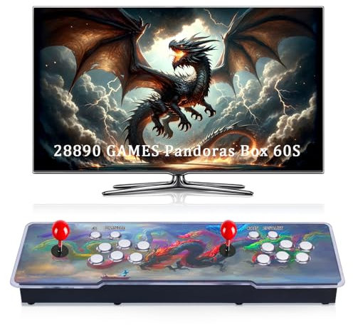 RegiisJoy 28890 in 1 Pandoras Box 60S Arcade Game Console Retro Game Machine for PC & Projector & TV, 2-4 Players,3D Games, Search/Hide/Save/Load/Pause Games