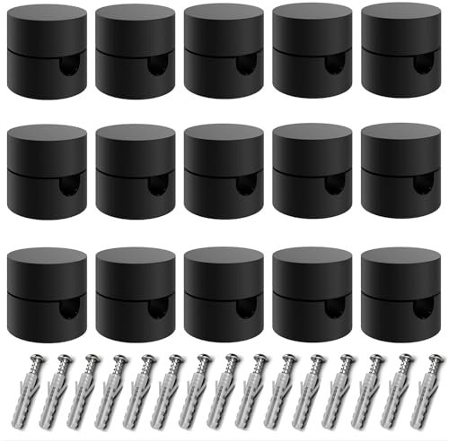 OASHISU 15 PEZZI Decentratore da Soffitto per Cavi Elettrici, Decentratore a Soffitto, Decentratore Lampadario, Gancio da Soffitto o Parete, Decentratore Cavo Elettrico, Fermacavo [NERO, plastica ABS]