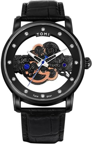 CIVO Herren Uhren Leder Männer: Analog Quarz Wasserdicht Diamant Schwarz - Design Sport Outdoor Business Geschenk