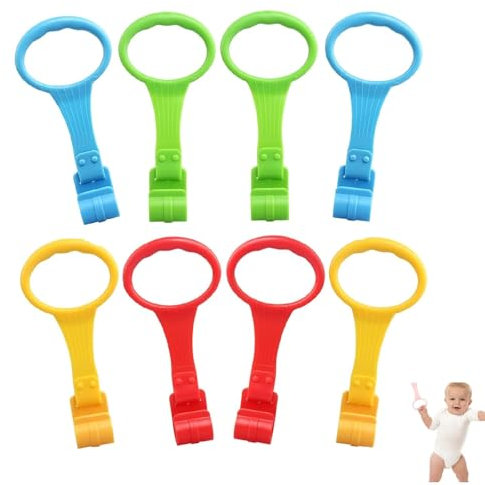 Ringe für Kinderbetten,8 Stück Baby Hand Ringe Griff,Abnehmbarer Handringe,Mehrfarbig Hängender Ringe,Kinderbetten Zubehör Zugringe,Ringe für Baby Kinderbetten für Baby Kleinkind Beinübung Damit