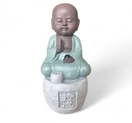 Statue Bonze Porte - Räucherstäbchen Ausdauer - Mythischer Buddha - Zen und Entspannende Atmosphäre - Handgefertigt - FengShui Deko Kalligraphie - Geschenkidee für jeden Anlass - H14cm–Zen’Light