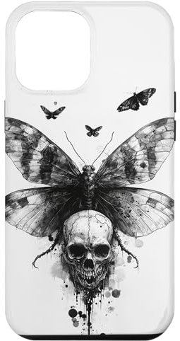 Hülle für iPhone 12 Pro Max Todesschädel Motte Dark Goth Biker Gothic Hexe Okkult Wicca