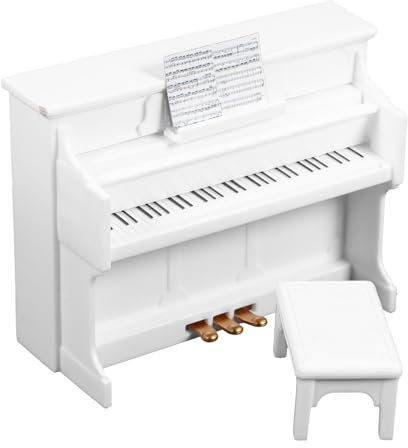 MOLUCKFU 1satz Mini Klavier Modell Mit Hocker Puppenhaus Deko Hochwertiges Spielklavier Aus Langlebig Und Bruchfest Für Kreative Miniaturlandschaften Und Projekte Inkl Musiknoten