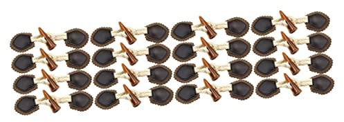 HAPINARY 16 Paare Diagonale Schnalle Aus Horn Kleine Schwarze Knöpfe Mantel Kleidungsknöpfe Retro-jacke Ersatz-umschalttasten Vintage Annähbare Knebel Knebelverschlüsse Coffee Pu-leder