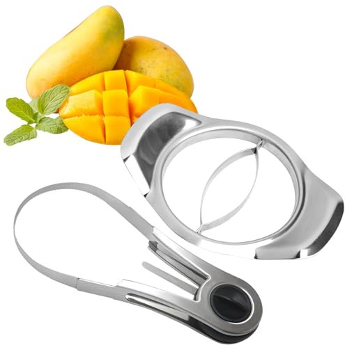 HTRTRR Mangoschneider 2 Stück,Edelstahlspalter,Mango teilen & entkernen,Mangoschneider für alle gängigen Mangos und andere Früchte, perfekt zum Kernschneiden