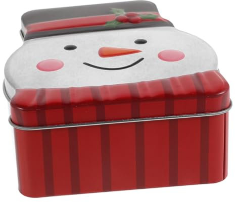 Alasum Caja de lata de muñeco de nieve al aire libre, casa de jengibre, contenedor de almacenamiento de alimentos, contenedor de almacenamiento de alimentos, lata de pastel de cumpleaños, muñeco de