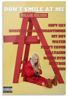 Yuangoes Billie Poster Eilish Musikalbum Cover Musikposter für Zimmer, ästhetische Leinwand, Wandkunst, Schlafzimmerdekoration, 30 x 45 cm