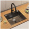 Auralum Fregadero negro 54 x 49 cm+grifo de cocina, grifo de cocina extensible negro
