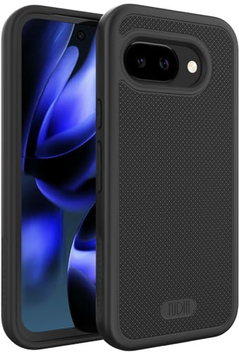 TUDIA MergeGrip [Grado militare] Progettata per la custodia Google Pixel 9a 2025, [Testata contro le cadute] Cover protettiva sottile antiscivolo a doppio strato antiurto (Nero Opaco)