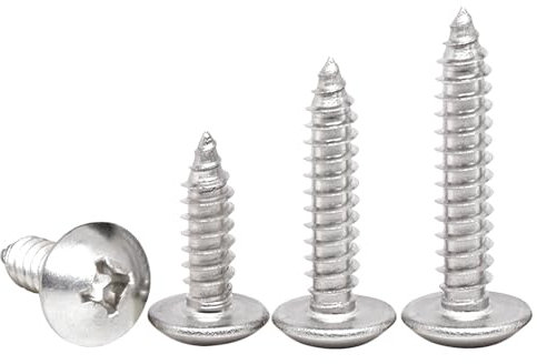 BACSHBY Viti autofilettanti per legno, M5 x 40 mm, in acciaio inox, a croce, testa tonda, viti autofilettanti per mobili, colore argento