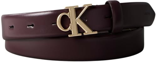 Calvin Klein Damen Gürtel Buckle 3,0 cm mit Monogramm-Schnalle, Braun (Fudge/Antique Li﻿Ght Gold), 125 cm