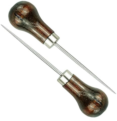 2 Pack Handwork Sewing Awl, Gourd-Shaped Tailors Awl, Professional Awl Tool, for Sewing Crafting Leather Perforating Needle Removal or DIY Manual Needle Punching