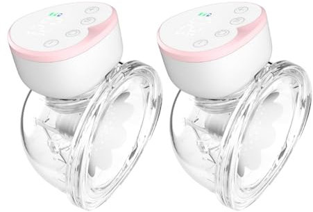 Wearable Breast Pump Electric Hands- Pump 4 Modes 12 Suction Levels Quiet Working for Home Travel 2 Pack (2 Pack)