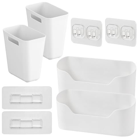 Disnace 4 Stück Wandmontierte Aufbewahrungsbox, Badezimmer Küchen Organizer Hängend Organizer, Speicherboxen für kleine Gegenstände, Aufbewahrungsbox für Speisekammer Küche Kühlschrank Büro (Weiß)