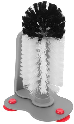 DECOMELODY 2pcs Glass Cup Brush with Firm Suction Cup Base Rotating Cleaner for Kitchen Sink Wall Mount Use Plastic Bottle Scrubber Wine Glasses