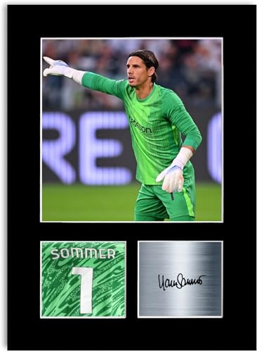 LJW Prints Fußballspieler Yann Sommer 2025–2026 Druck signiert Autogramm Foto Display Mount Poster für Mailand Fans