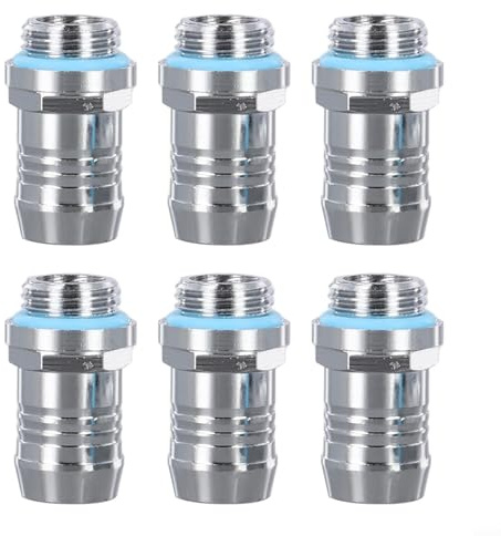 Pumixiy Two Touch Quick Connect Wasserkühlungsarmatur-Set, G1/4-Gewinde, Widerhaken für 8 mm ID-Schläuche, verchromte Messingschlauch, Pagodenarmaturen (14 mm)